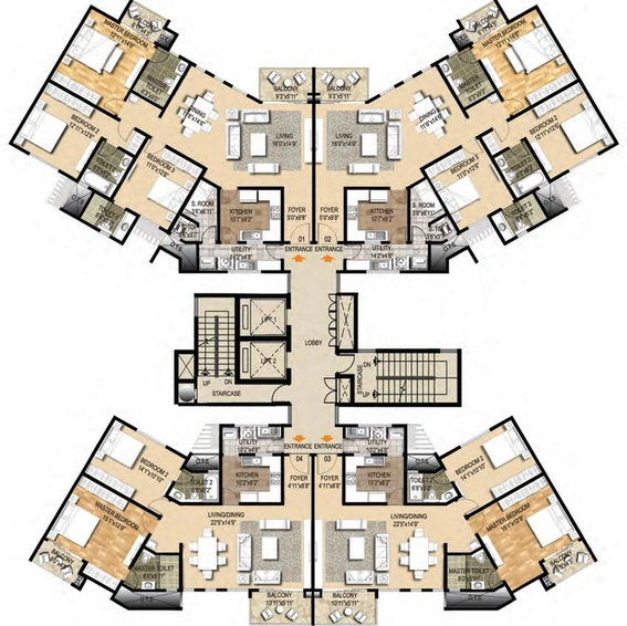 Floor Plan of Ozone The Metrozone in Anna Nagar, Chennai - Image 135764