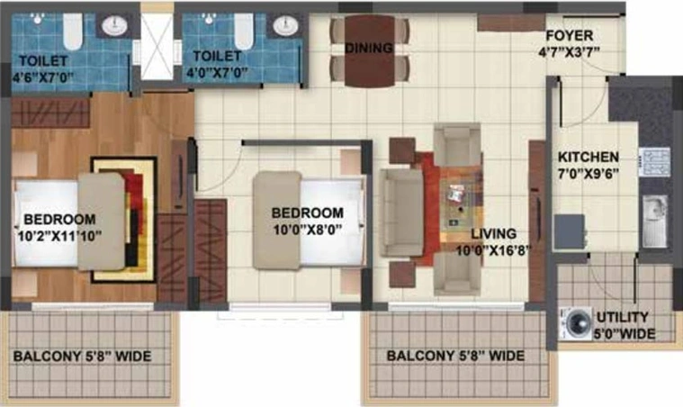 2 BHK Flat in Hilltop Silver Oak Residences in Dasarahalli, Bangalore - Image 805798