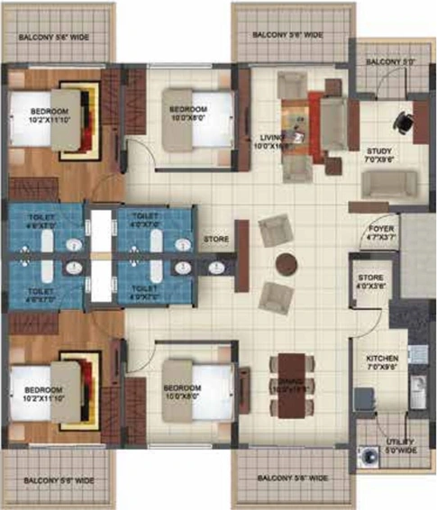 4 BHK Flat in Hilltop Silver Oak Residences in Dasarahalli, Bangalore - Image 805799