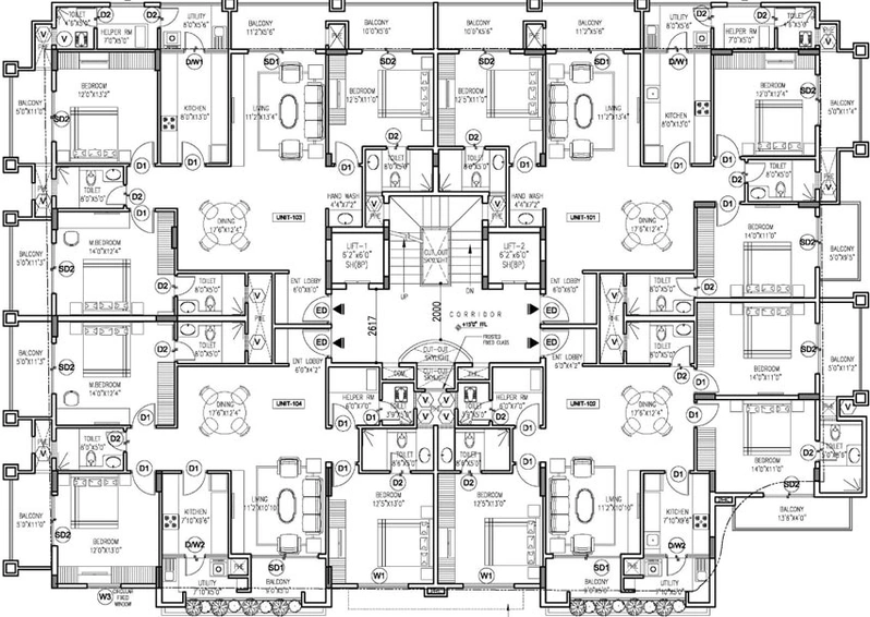 Floor Plan of DF Silverline Queens Terraces in Shivaji Nagar, Bangalore - Image 136070