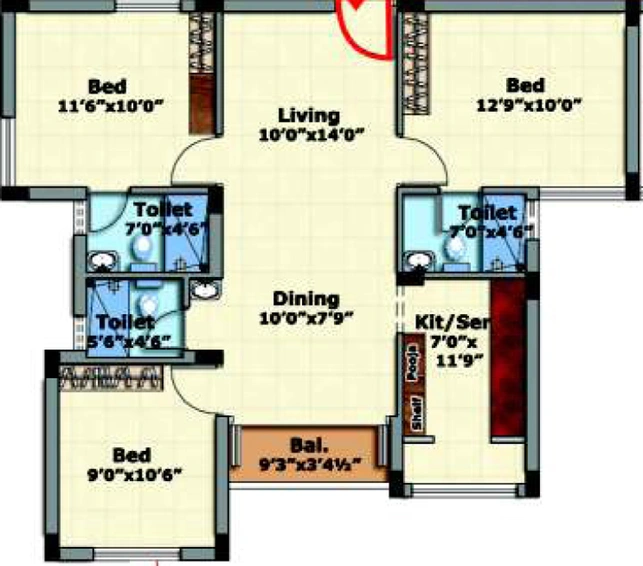 3 BHK Flat in Prince Village in Tondiarpet, Chennai - Image 805858