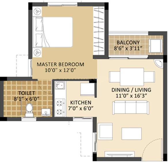 1 BHK Flat in Arun Excello Ziva in Mahabalipuram, Chennai - Image 805873