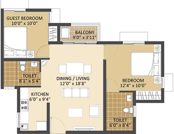 2 BHK Flat in Arun Excello Ziva in Mahabalipuram, Chennai - Image 805874