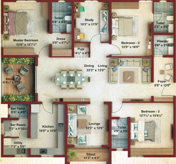 4 BHK Flat in Voora Prakash in T Nagar, Chennai - Image 805891