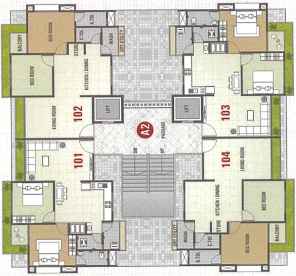 Floor Plan of Maruti Kailash Heights in Mota Varachha, Surat - Image 92669