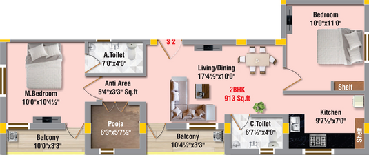 2 BHK Flat in GP Bluebell Phase 2 in Ayanambakkam, Chennai - Image 805915