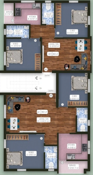 Floor Plan of Viva Vikram in Sembakkam, Chennai - Image 136313