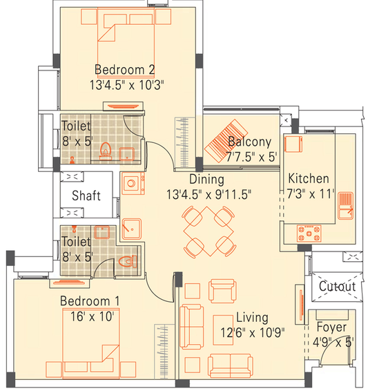 2 BHK Flat in Appaswamy Habitat in Siruseri, Chennai - Image 805964