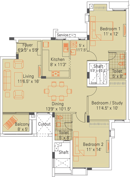 3 BHK Flat in Appaswamy Habitat in Siruseri, Chennai - Image 805965