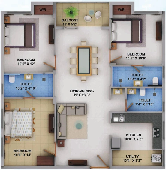 3 BHK Flat in Urban Tree Fantastic in Vanagaram, Chennai - Image 805974