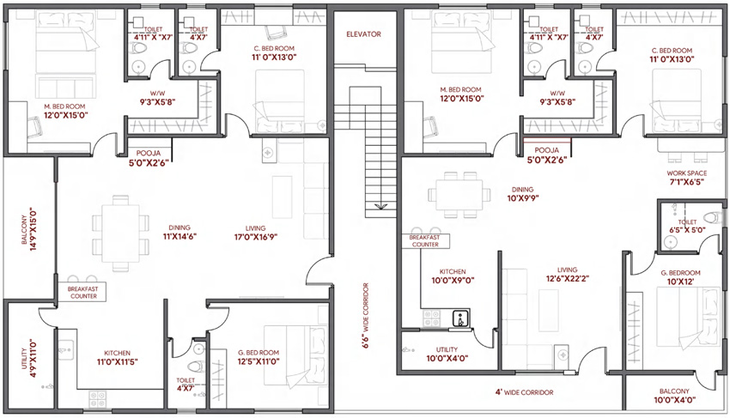 Floor Plan of Nirvana Belleza in Kondapur, Hyderabad - Image 136435