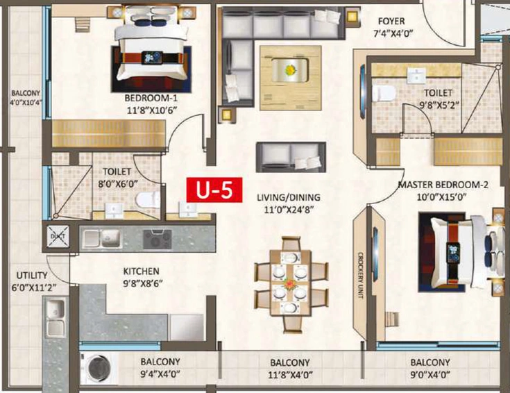 2 BHK Flat in Redtree Raindrops in Konanakunte, Bangalore - Image 806012