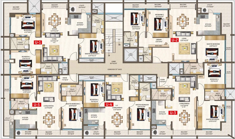Floor Plan of Redtree Raindrops in Konanakunte, Bangalore - Image 136493