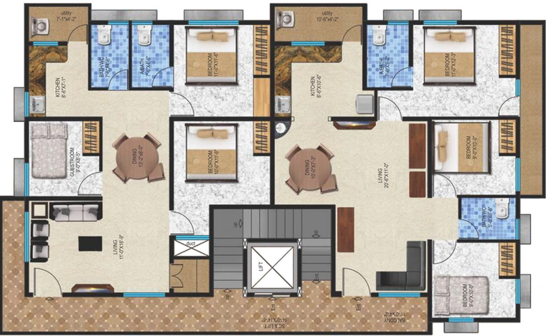 Floor Plan of Pragathi Sri Nilaya in Malleshwaram, Bangalore - Image 136545