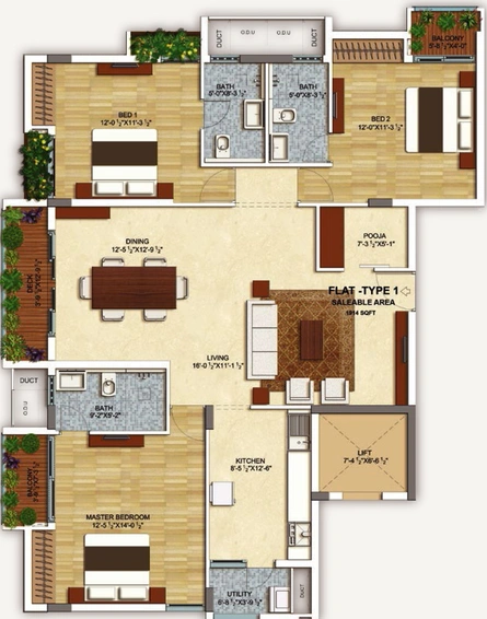 3 BHK Flat in Spero Bougainvillea in Saidapet, Chennai - Image 806056