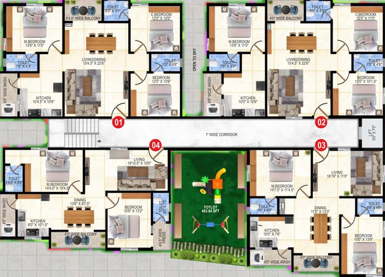 Floor Plan of Qubic West Winds in Bandlaguda Jagir, Hyderabad - Image 136647
