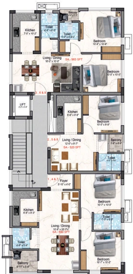 Floor Plan of Kaaviya Gardens Prem Enclave in Valasaravakkam, Chennai - Image 136660