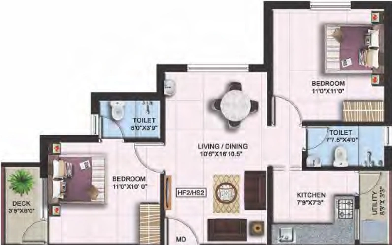 2 BHK Flat in Colorhomes Castle in Perumbakkam, Chennai - Image 806093