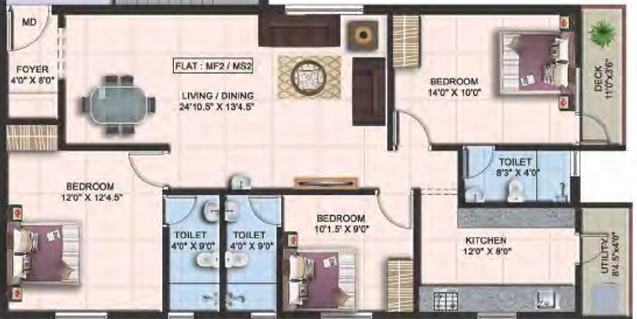 3 BHK Flat in Colorhomes Castle in Perumbakkam, Chennai - Image 806097