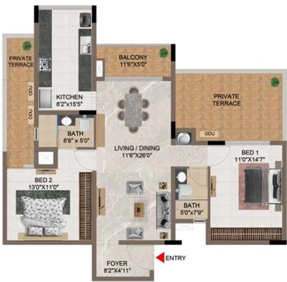 2 BHK Flat in Casagrand Medora in Korattur, Chennai - Image 806121