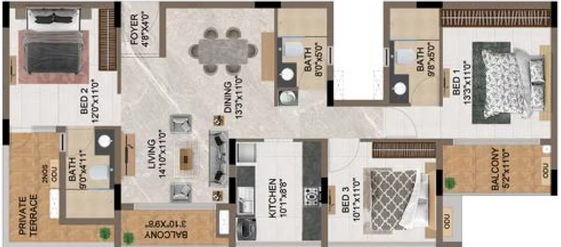 3 BHK Flat in Casagrand Medora in Korattur, Chennai - Image 806122