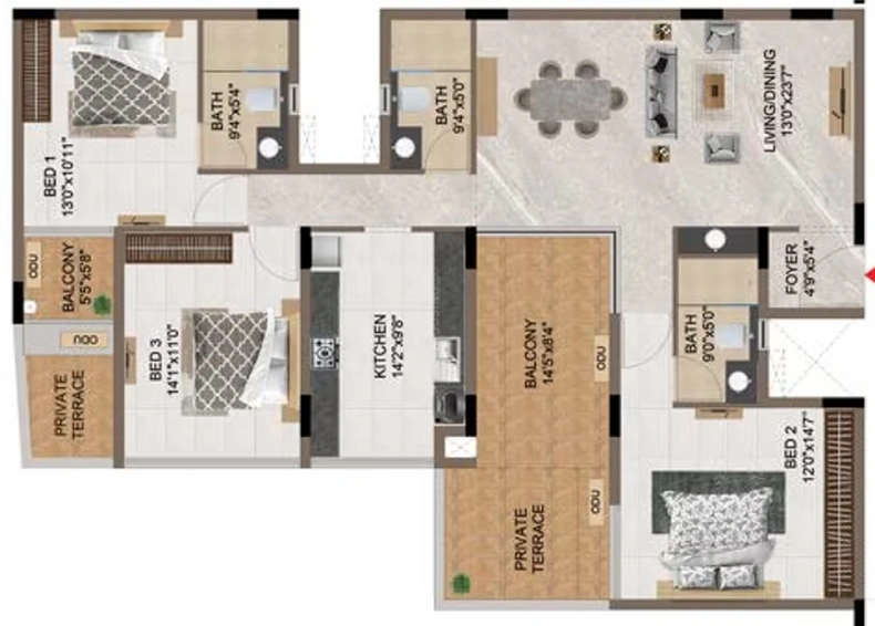 3 BHK Flat in Casagrand Medora in Korattur, Chennai - Image 806123