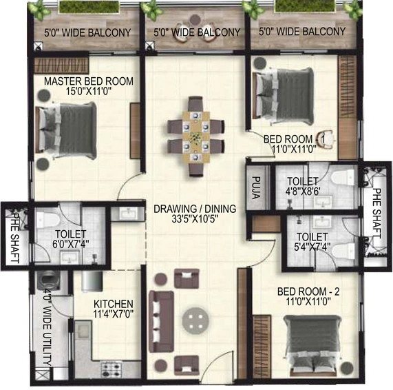 3 BHK Flat in NJR Vasavi Sreenivasam in Kondapur, Hyderabad - Image 806135
