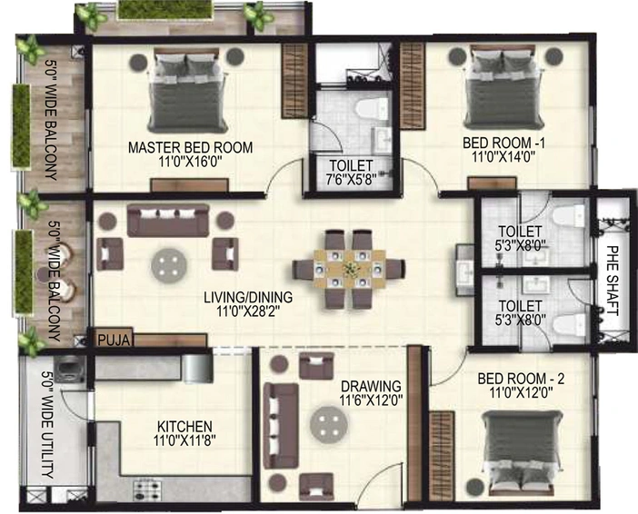 3 BHK Flat in NJR Vasavi Sreenivasam in Kondapur, Hyderabad - Image 806136