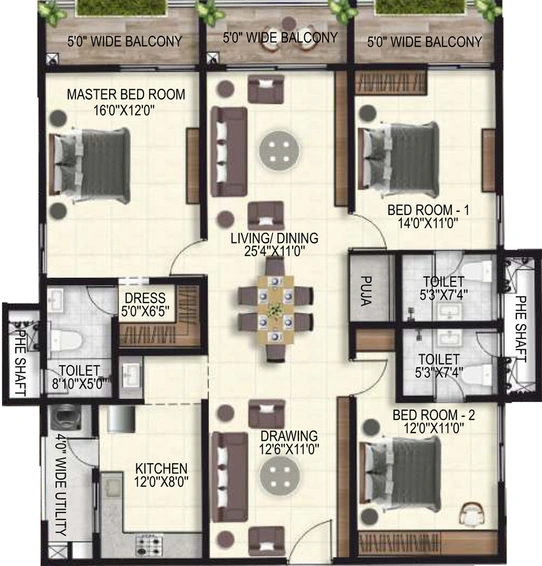 3 BHK Flat in NJR Vasavi Sreenivasam in Kondapur, Hyderabad - Image 806137