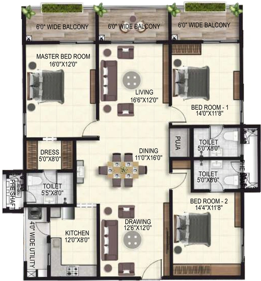 3 BHK Flat in NJR Vasavi Sreenivasam in Kondapur, Hyderabad - Image 806138