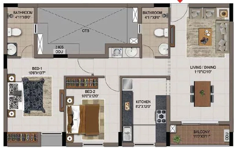 2 BHK Flat in Casagrand Zenith in Medavakkam, Chennai - Image 806156