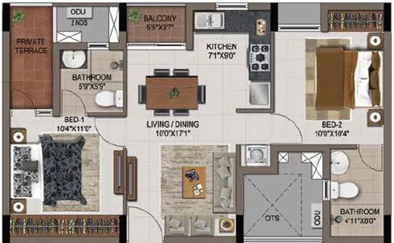 2 BHK Flat in Casagrand Zenith in Medavakkam, Chennai - Image 806154