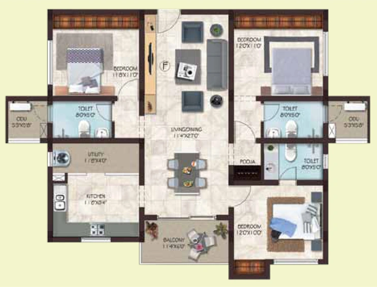 3 BHK Flat in Casagrand Aldea in Thoraipakkam, Chennai - Image 806165