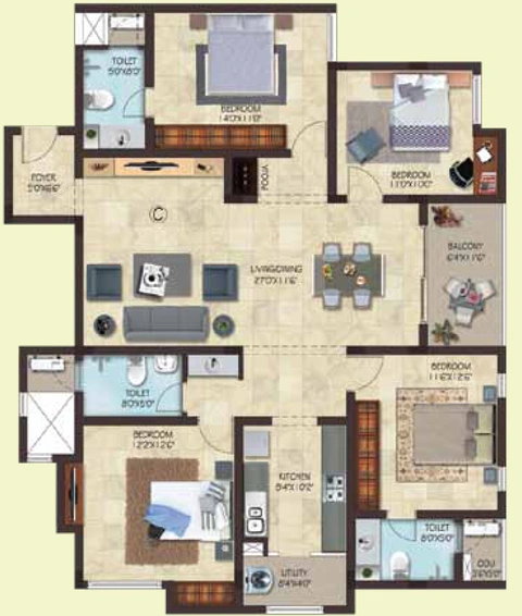 4 BHK Flat in Casagrand Aldea in Thoraipakkam, Chennai - Image 806166