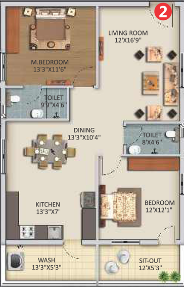 2 BHK Flat in Haris Rukmini Pranava 101 in LB Nagar, Hyderabad - Image 806179
