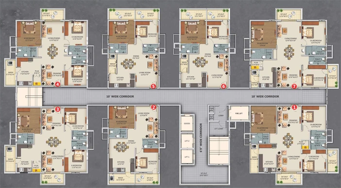 Floor Plan of Haris Rukmini Pranava 101 in LB Nagar, Hyderabad - Image 136951