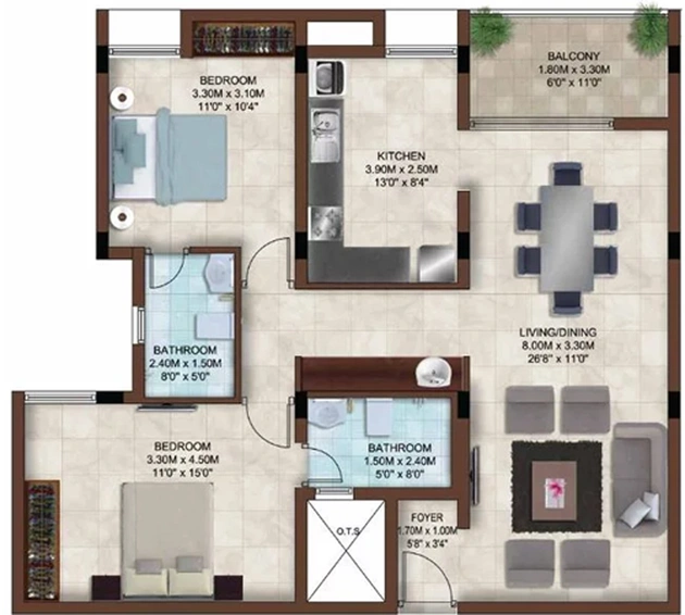 2 BHK Flat in Casagrand Bellissimo in Alandur, Chennai - Image 806197