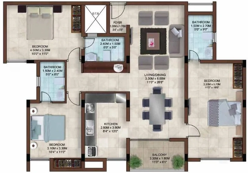3 BHK Flat in Casagrand Bellissimo in Alandur, Chennai - Image 806198
