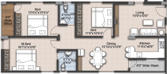 3 BHK Flat in RNG Westend in Bachupally, Hyderabad - Image 806200