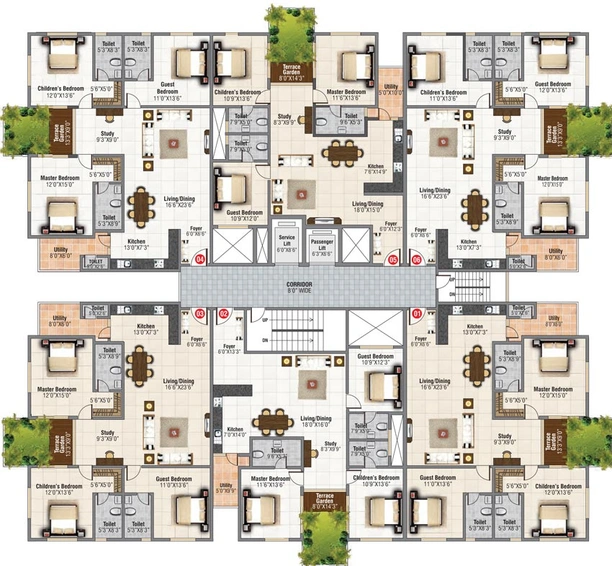 Floor Plan of Inner Leafy Block in Kasavanhalli, Bangalore - Image 137054