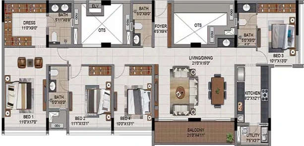 4 BHK Flat in Casagrand Millenia in Mogappair, Chennai - Image 806236