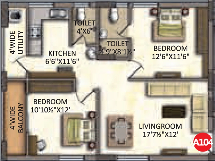2 BHK Flat in RV Uddiipta in Karmanghat, Hyderabad - Image 806269