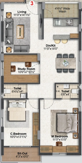 2 BHK Flat in Saanvi Advaitha Homes in Narsingi, Hyderabad - Image 806283