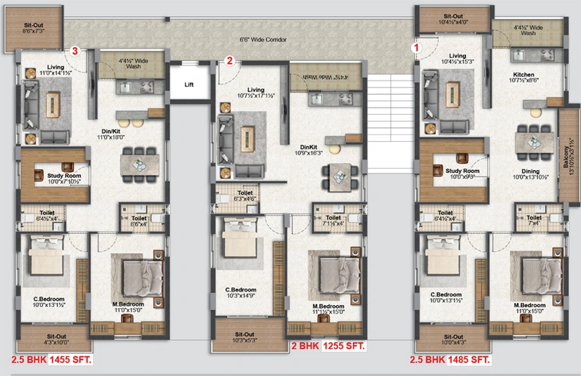 Floor Plan of Saanvi Advaitha Homes in Narsingi, Hyderabad - Image 137168