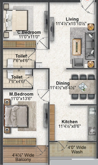 2 BHK Flat in Saanvi Athena Homes in Manikonda, Hyderabad - Image 806284