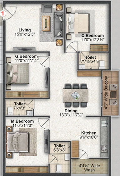 2 BHK Flat in Saanvi Athena Homes in Manikonda, Hyderabad - Image 806285
