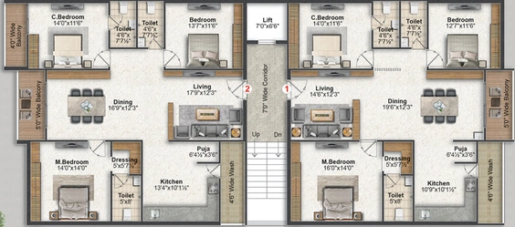 Floor Plan of Saanvi Athena Homes in Manikonda, Hyderabad - Image 137180