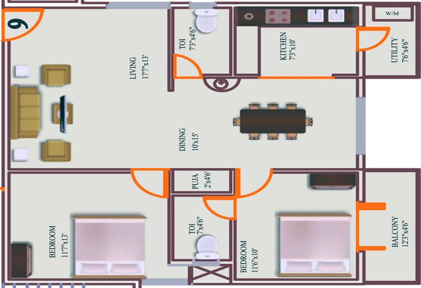 2 BHK Flat in SMR Crystal in JP Nagar Phase 8, Bangalore - Image 806346