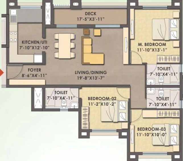 3 BHK Flat in MJR Clique Hercules in Electronic City, Bangalore - Image 806335