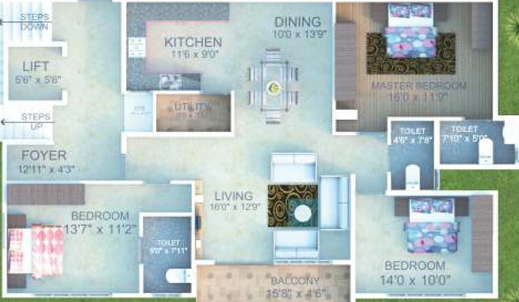 3 BHK Flat in KVR Akshaya in JP Nagar, Bangalore - Image 806351